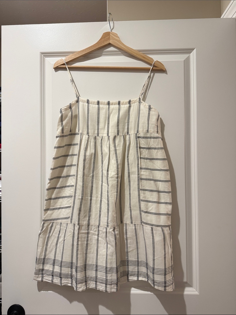 J.Crew Striped Cream Sundress with Spaghetti Straps